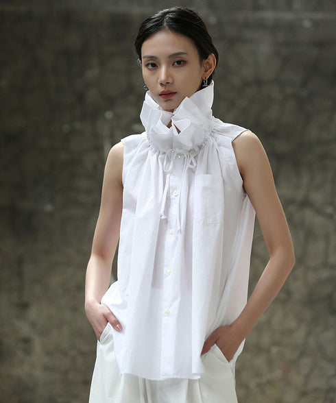 Gather Stand Collar Blouse
